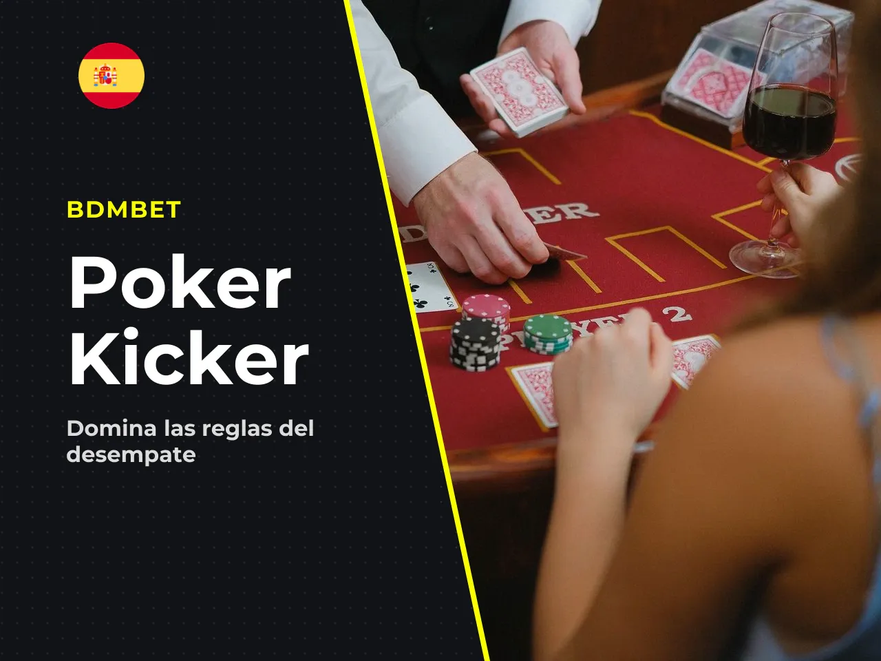 Qué es el kicker y cuándo decide la mano. El kicker es la carta de apoyo que desempata manos de la misma categoría. Si dos jugadores tienen pareja de ases, no basta con decir "ambos tienen ases": hay 